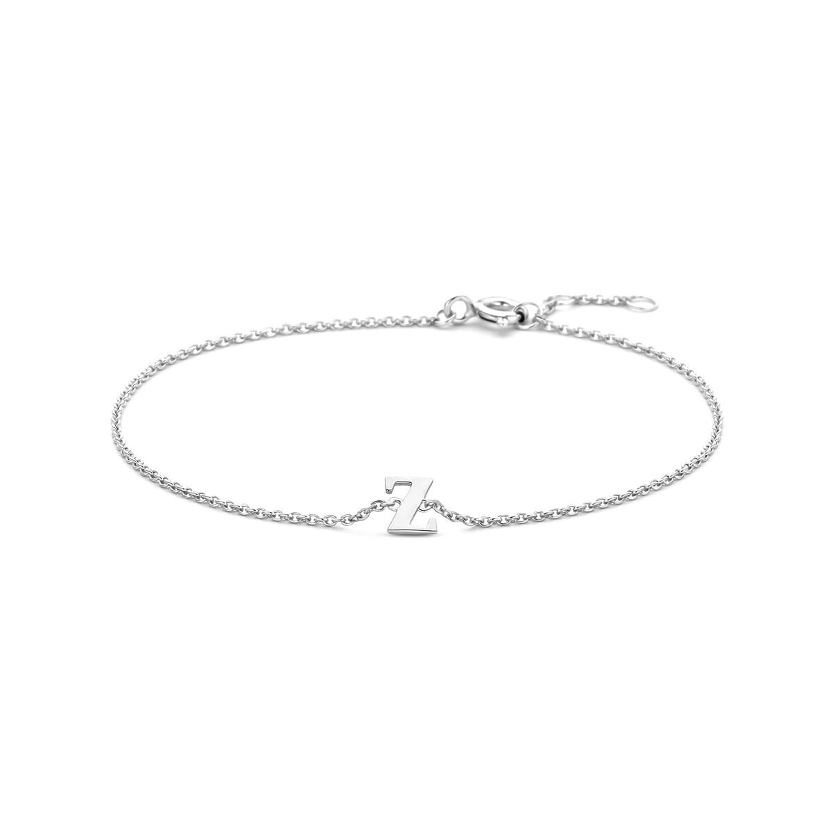 Gerhodineerde 925 zilveren armband met een letter 'Z' als opvallend detail.