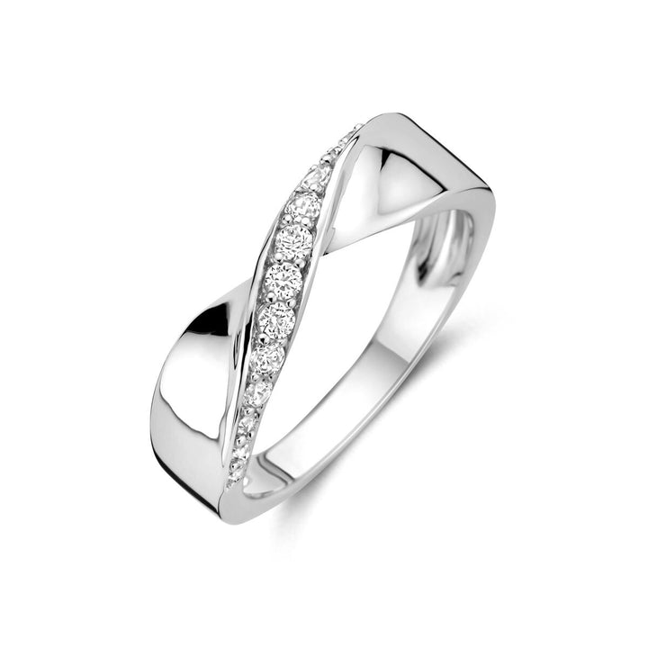 Gerhodineerd zilveren entourage ring met zirkonia 5.5mm