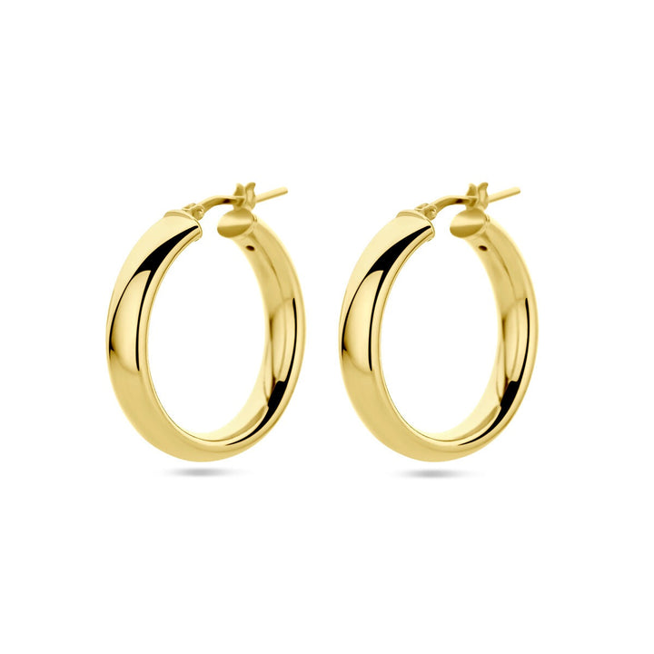 Vergulde zilveren oorringen dames – geelgoud op 925 zilver, half-rond 26 mm
