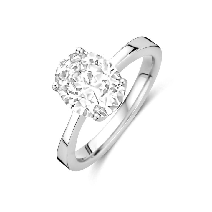 Gerhodineerd zilveren damesring met zirkonia – 10x8 mm