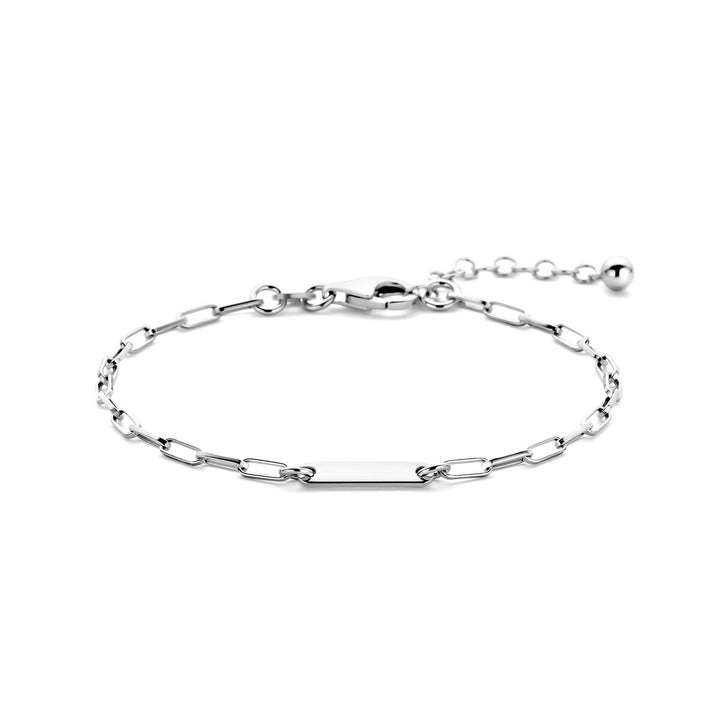 Gerhodineerd 925 Zilveren Armband met Paperclip Schakel en Plaatje – Moderne Elegantie voor Dames