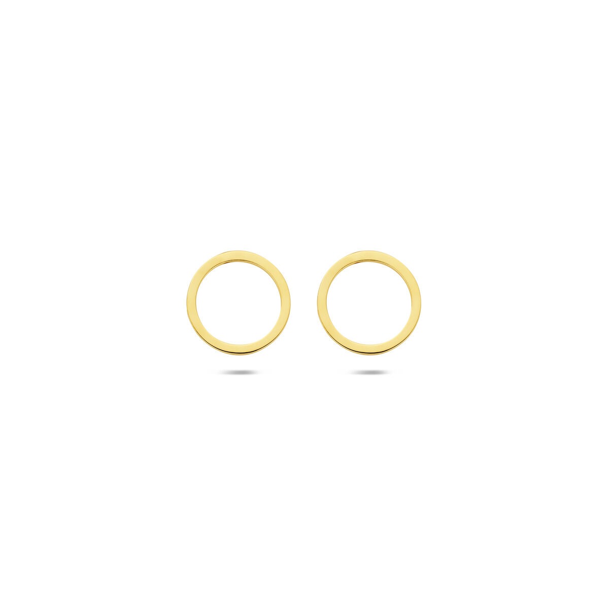 Geelgouden oorknoppen in open cirkelvorm van 8 mm.