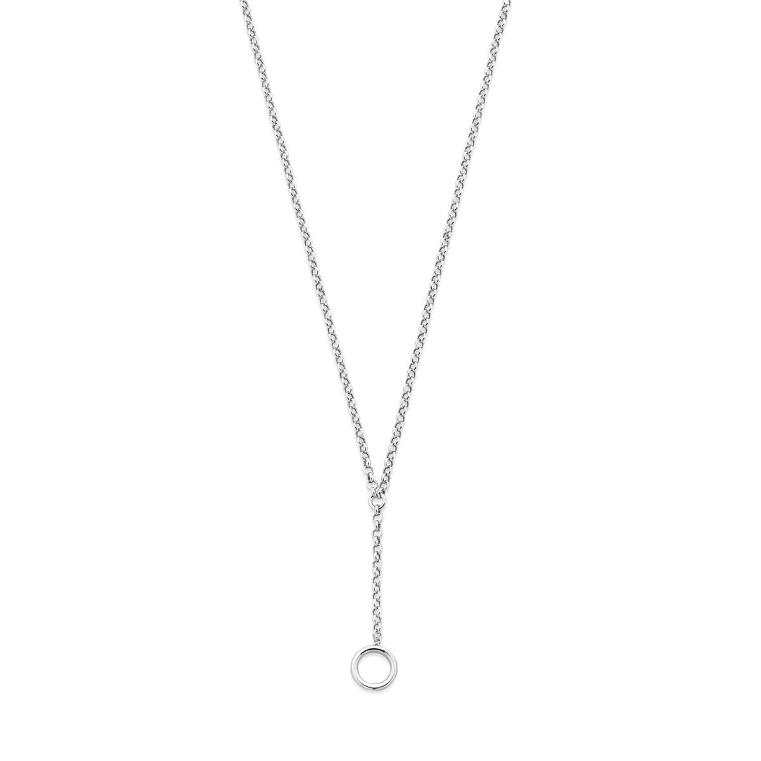 Gerhodineerd 925 zilveren Y-collier met rondje