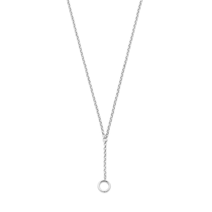 Gerhodineerd 925 zilveren Y-collier met rondje