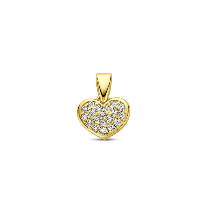 14k Geelgouden hart hanger met lab grown diamant