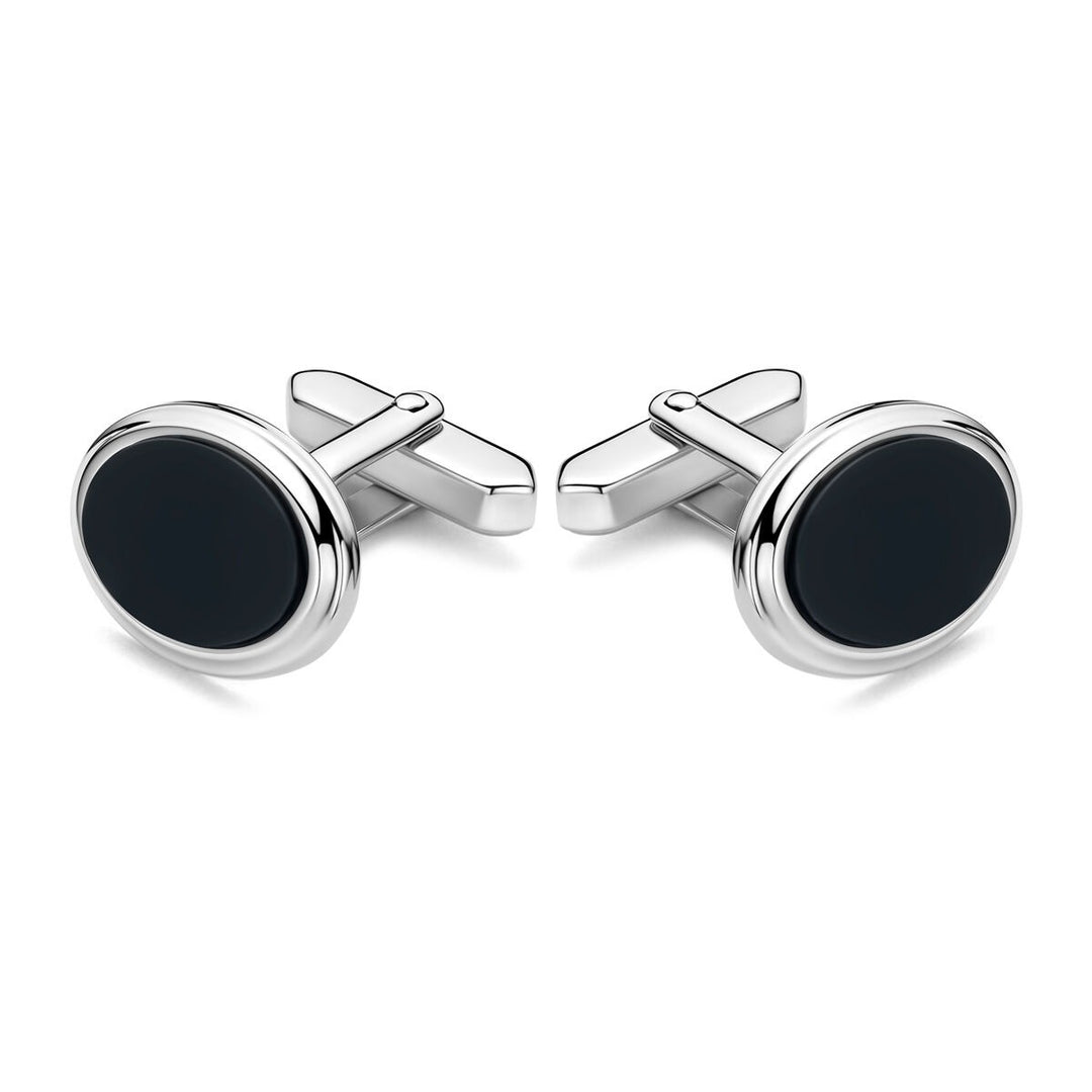 Gerhodineerd 925k zilveren manchetknoppen met onyx