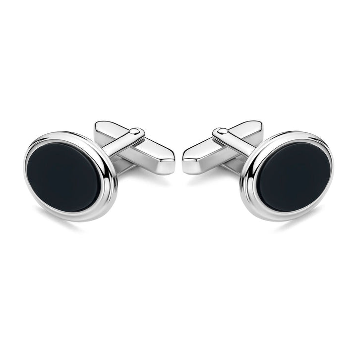 Gerhodineerd 925k zilveren manchetknoppen met onyx