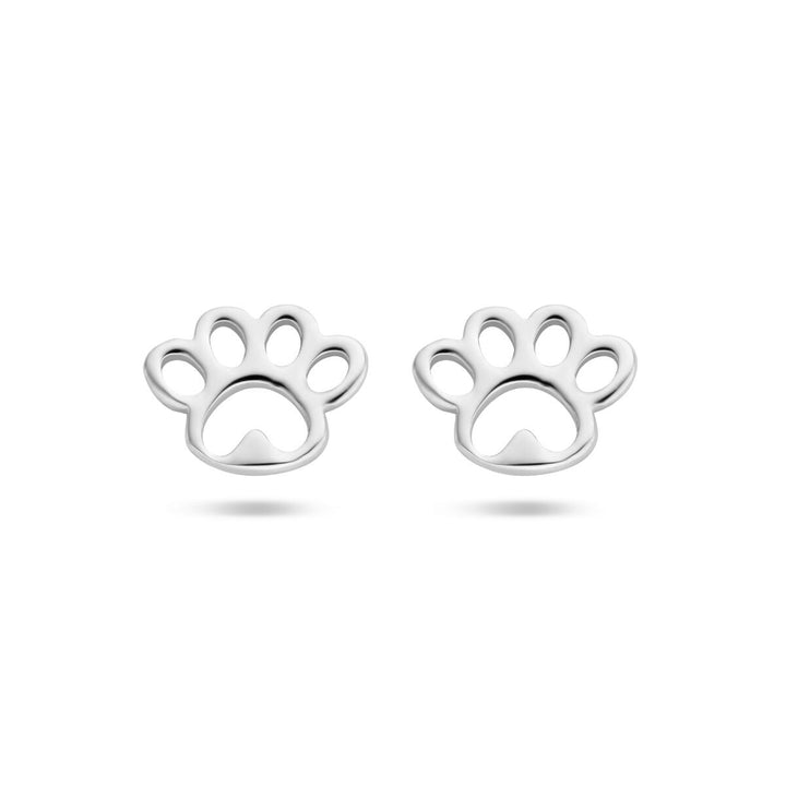 Hundepfoten-Ohrstecker aus Silber, rhodiniert