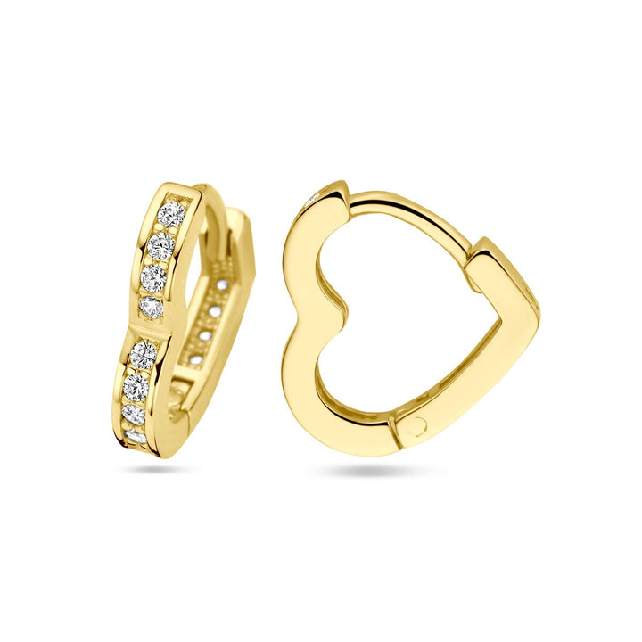 14k Geelgouden klapoorringen met zirkonia – 11,5 mm