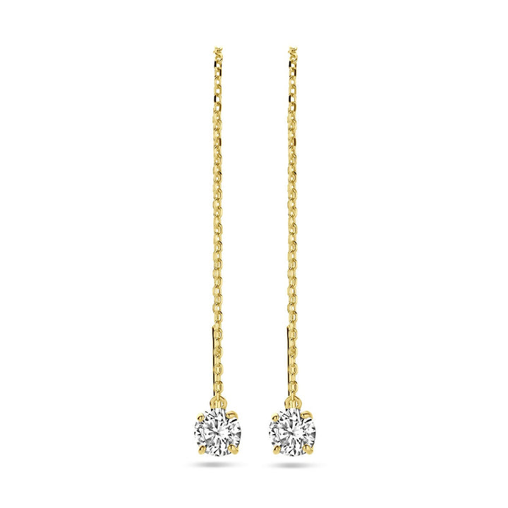 9k Geelgouden Doortrekoorbellen met Zirkonia