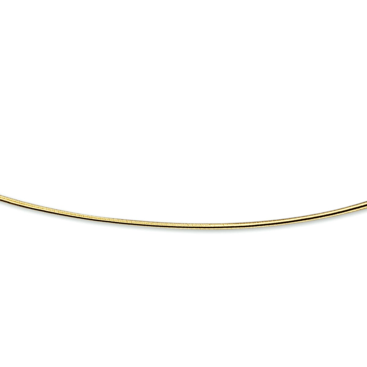 14k geelgouden omega collier van 1.1 mm met een gladde, ronde afwerking.