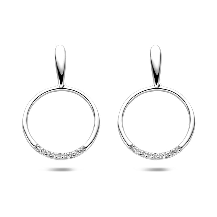 Zilveren oorknoppen met zirkonia dames 25 mm