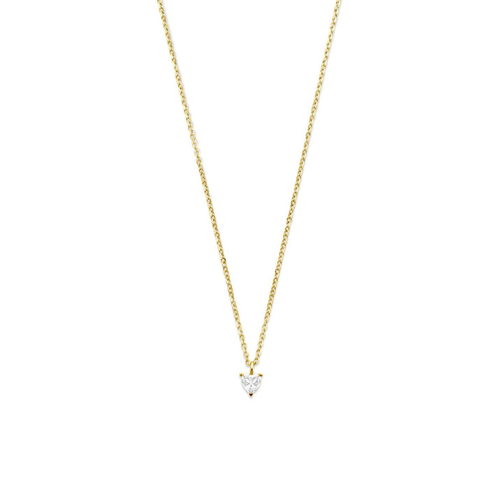 14k Geelgouden collier met paarse zirkonia in hartvorm – 40-42 cm