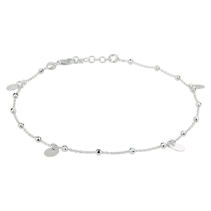 Zilveren enkelbandje met rondjes – gerhodineerd anker schakel