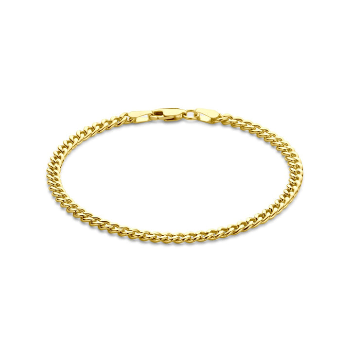 Geslepen gourmette collier – 14k geelgoud met zilverkern, 3.7 mm breed