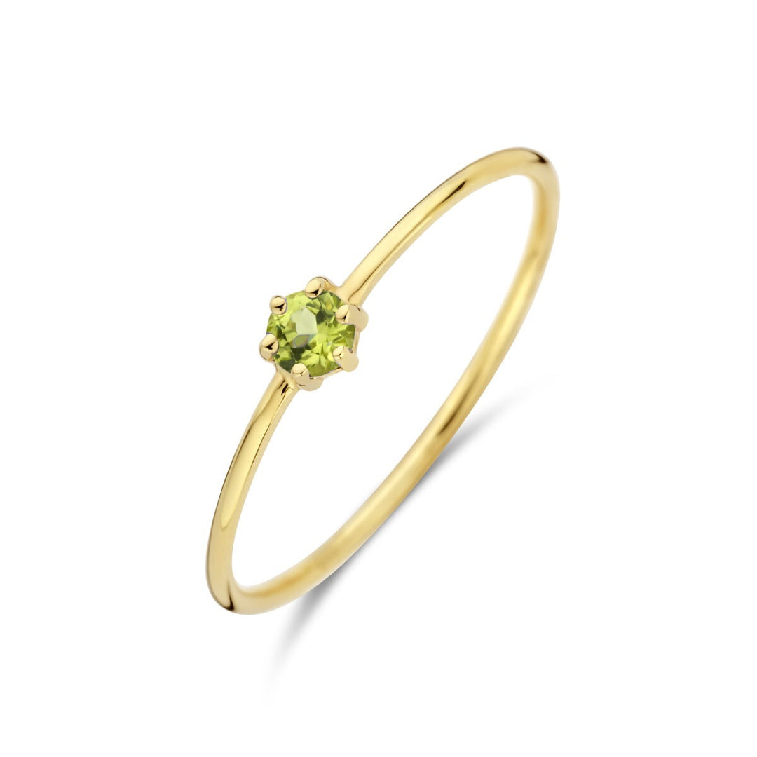 14k geelgouden ring met peridoot – briljant geslepen
