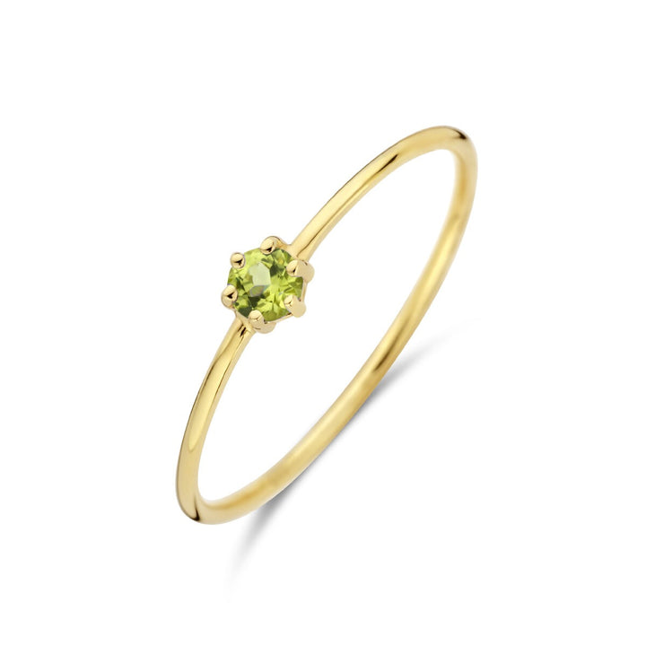 14k geelgouden ring met peridoot – briljant geslepen
