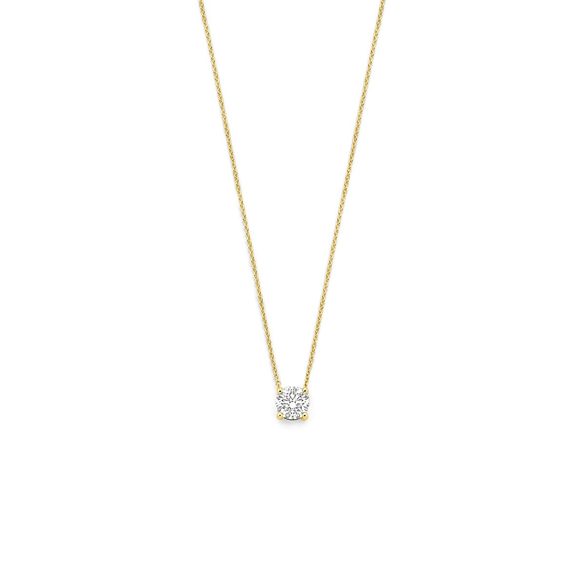 14k Geelgouden collier met lab grown diamant