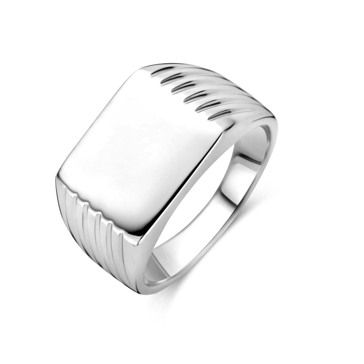 Zilveren heren zegelring – Gerhodineerd graveerring