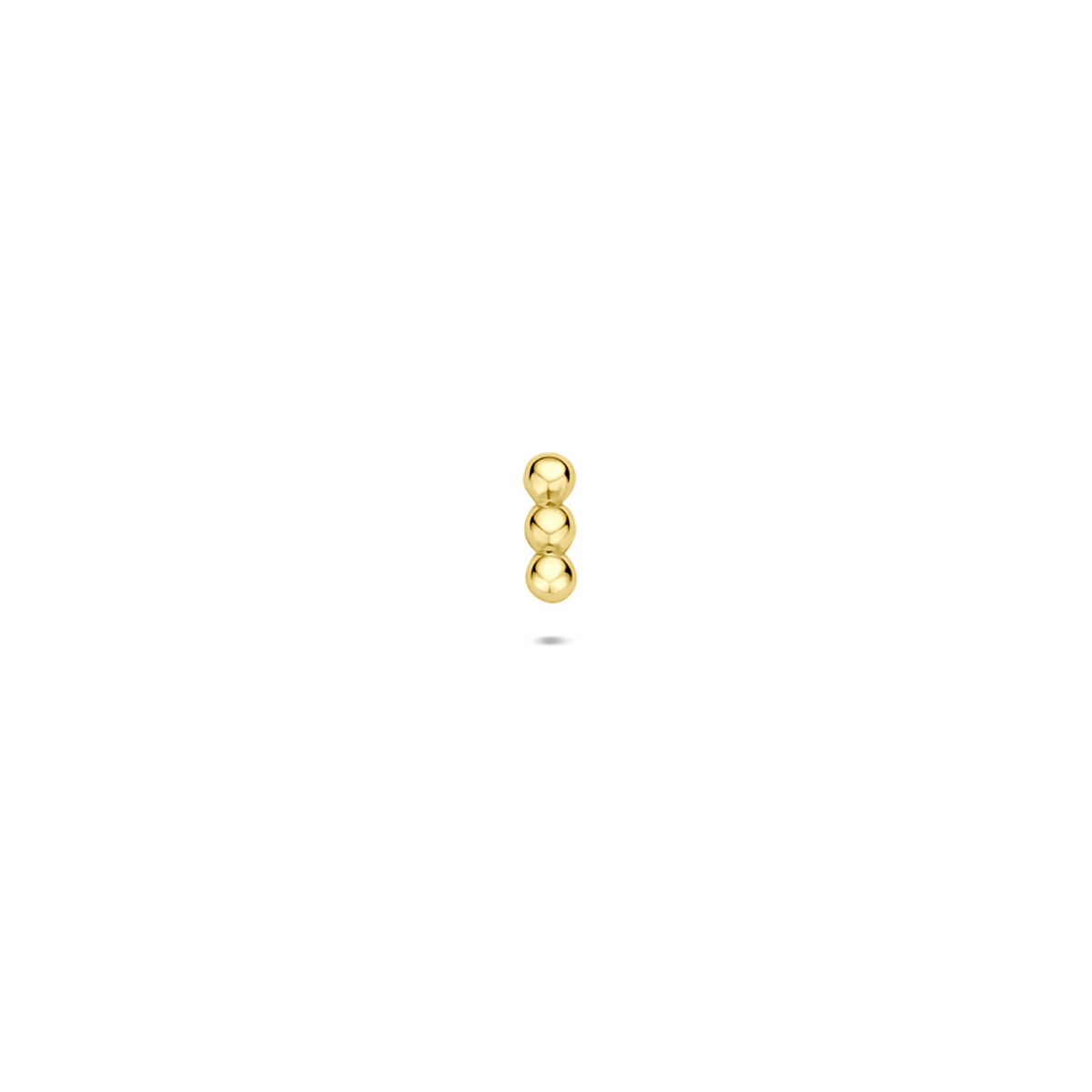 14k gouden flat back piercing met drie bolletjes, diameter van 4,5 mm.