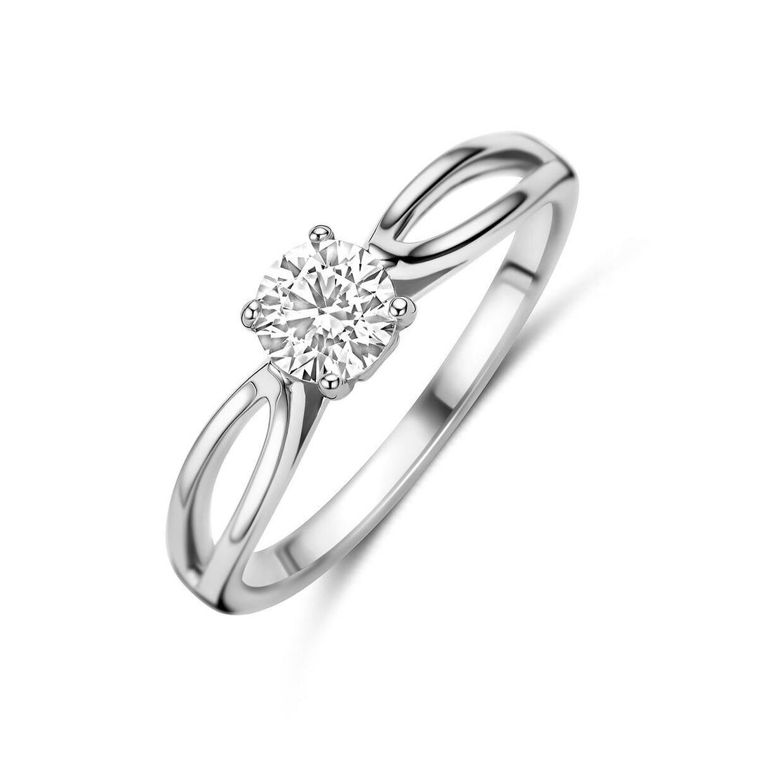 Gerhodineerde 925 zilveren ring met zirkonia