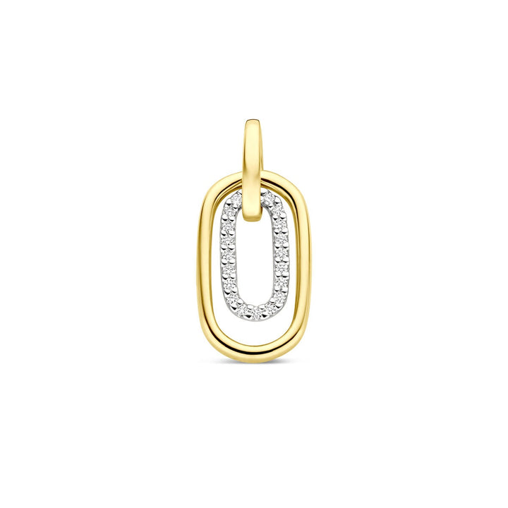 14k Bicolor hanger met diamant – geel- en witgoud, 0.08 ct
