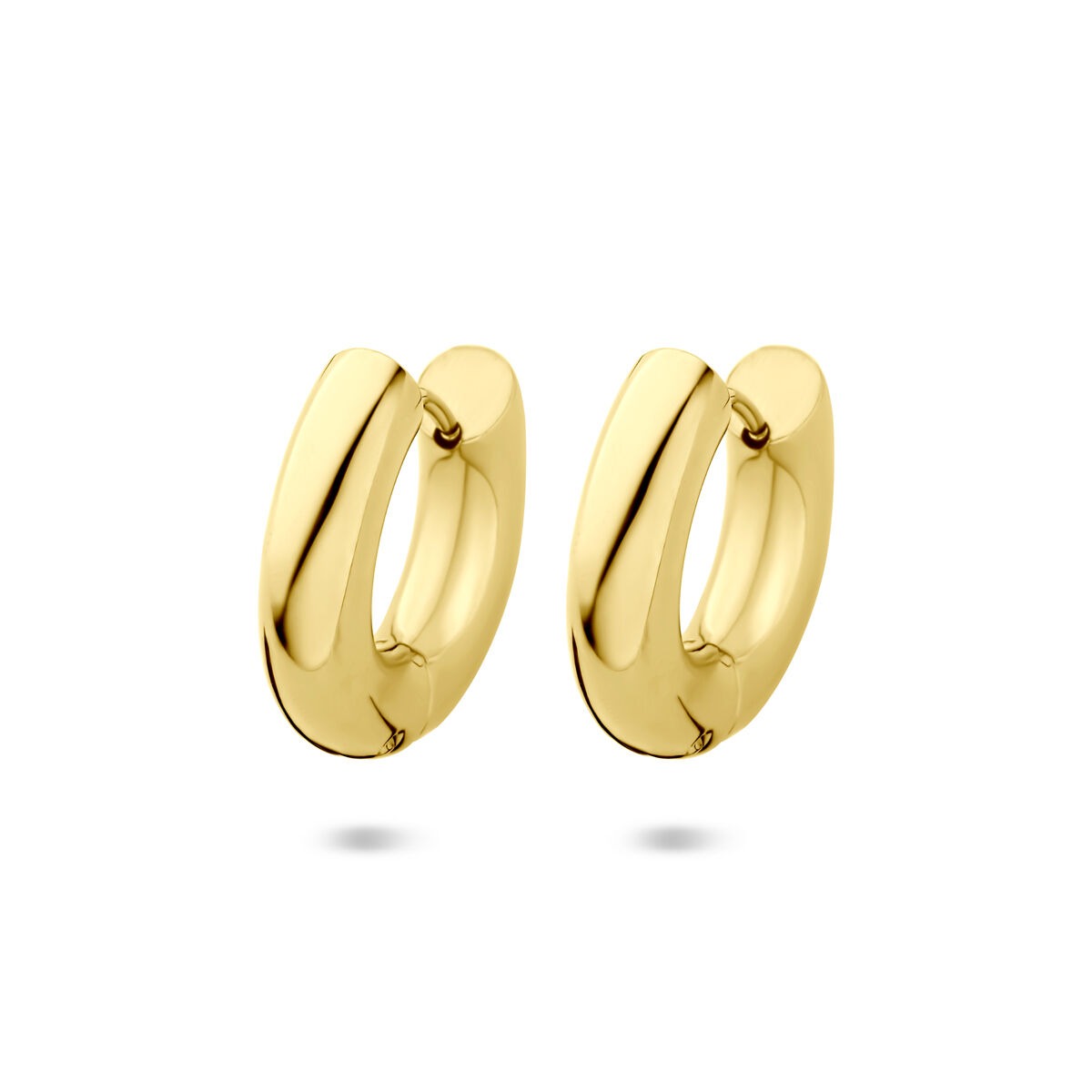 Goudkleurige stalen klapoorringen met een gladde afwerking, 20x5mm.