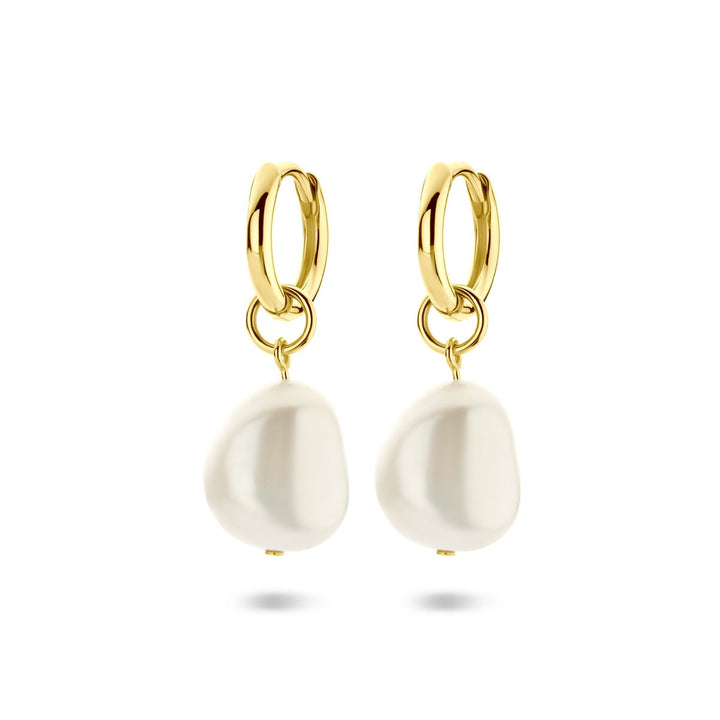 Verguld zilveren klapoorringen met parels