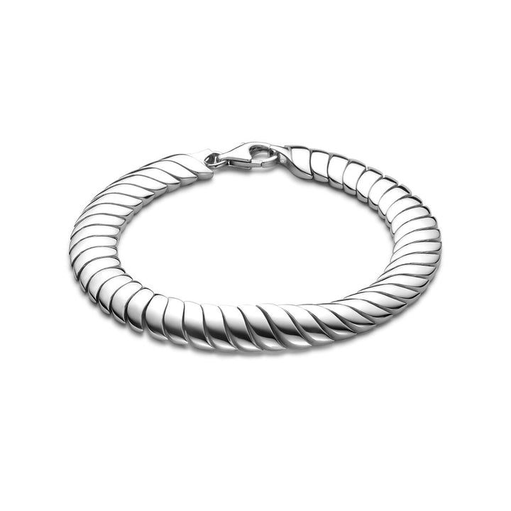 Zilveren dames armband – gerhodineerd met omega schakel 9 mm 19 cm