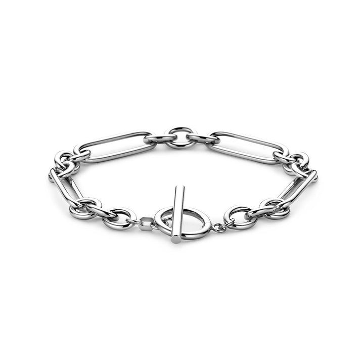 Gerhodineerd Zilveren Schakel Armband Anker