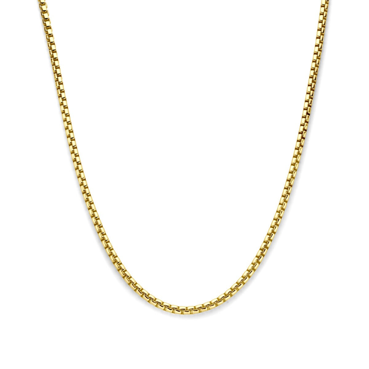 Dames collier van 14k goud op zilver, 45 cm lang, met een fijne schakelstructuur.