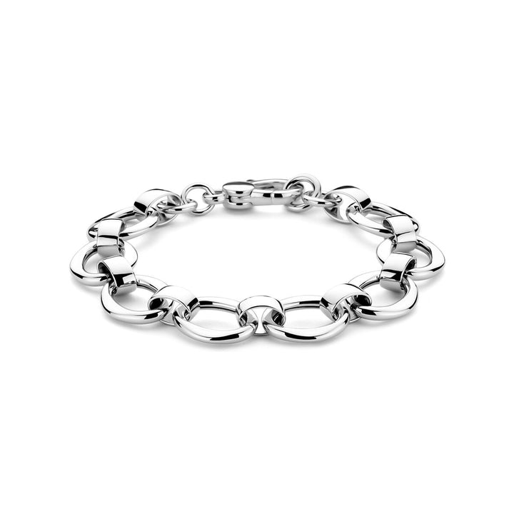 Zilveren dames armband – brede schakel met karabijnsluiting 13,5 mm 19 cm