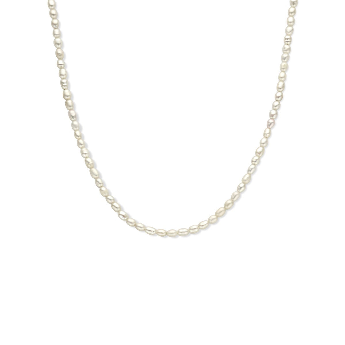 Goudkleurig verguld zilveren collier met zoetwaterparels in een eenvoudige schakelvorm.