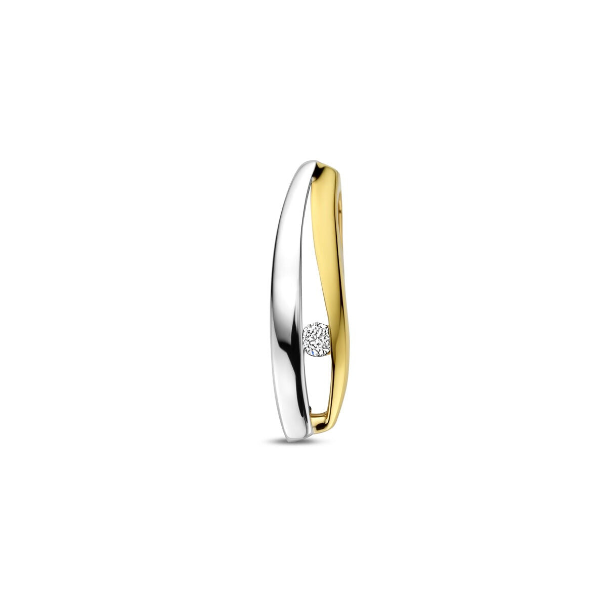 Hanger van 14K bicolor goud met een combinatie van geel en wit, voorzien van een lab grown diamant van 0.04ct.