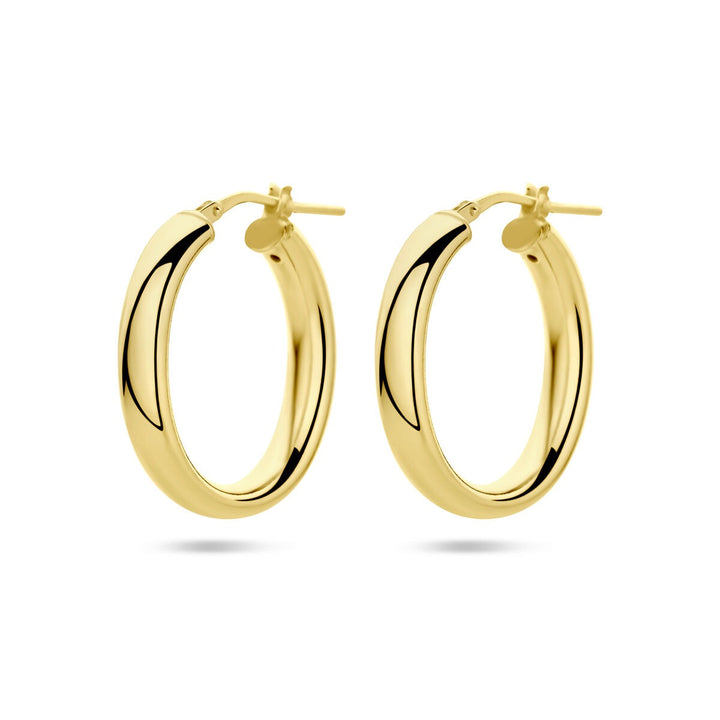 Vergulde zilveren oorringen dames – geelgoud op 925 zilver, half-rond 27,5 mm