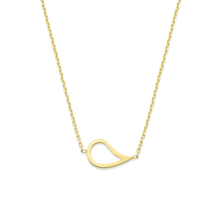 14k Geelgouden collier met druppelvormige hanger – anker schakel