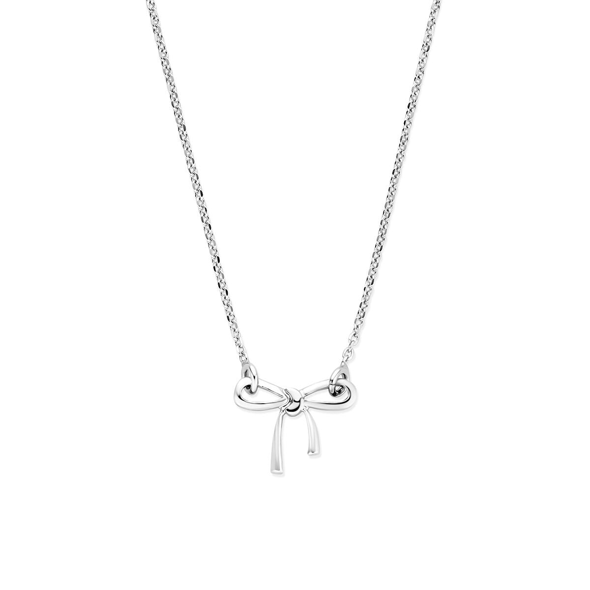 Zilveren ketting van gerhodineerd 925 zilver met een strik hanger.
