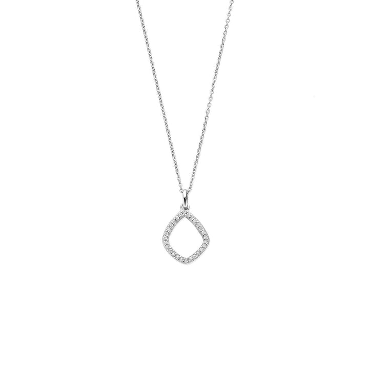 Zilveren ketting met ruitvormige zirkonia hanger 41 - 43 - 45 cm