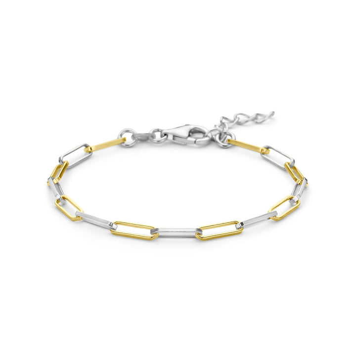 Verguld en Gerhodineerd 925 Zilveren Paperclip Armband
