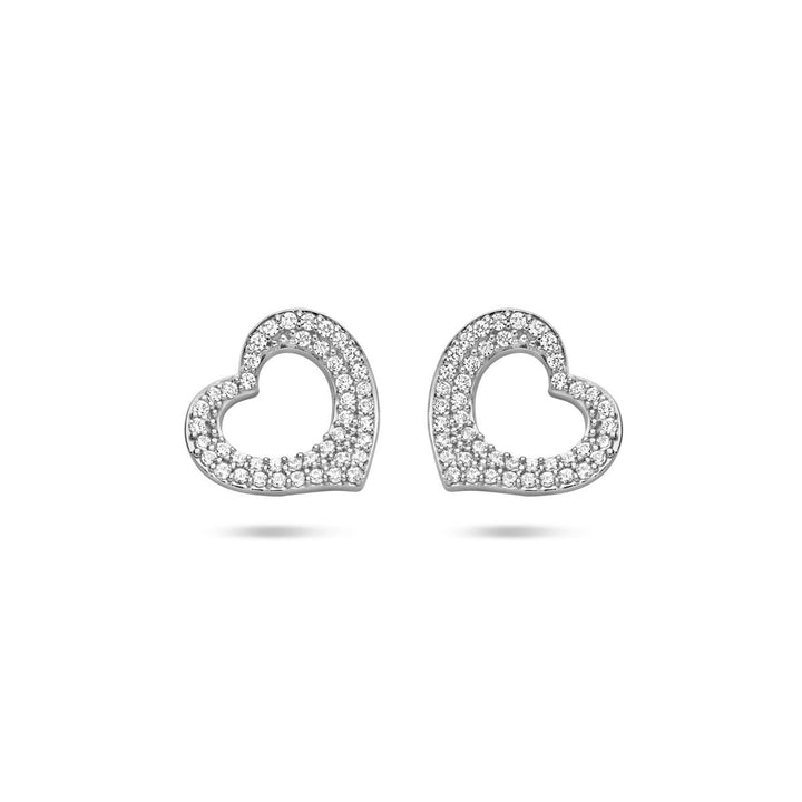Gerhodineerd zilveren hart oorknoppen met zirkonia