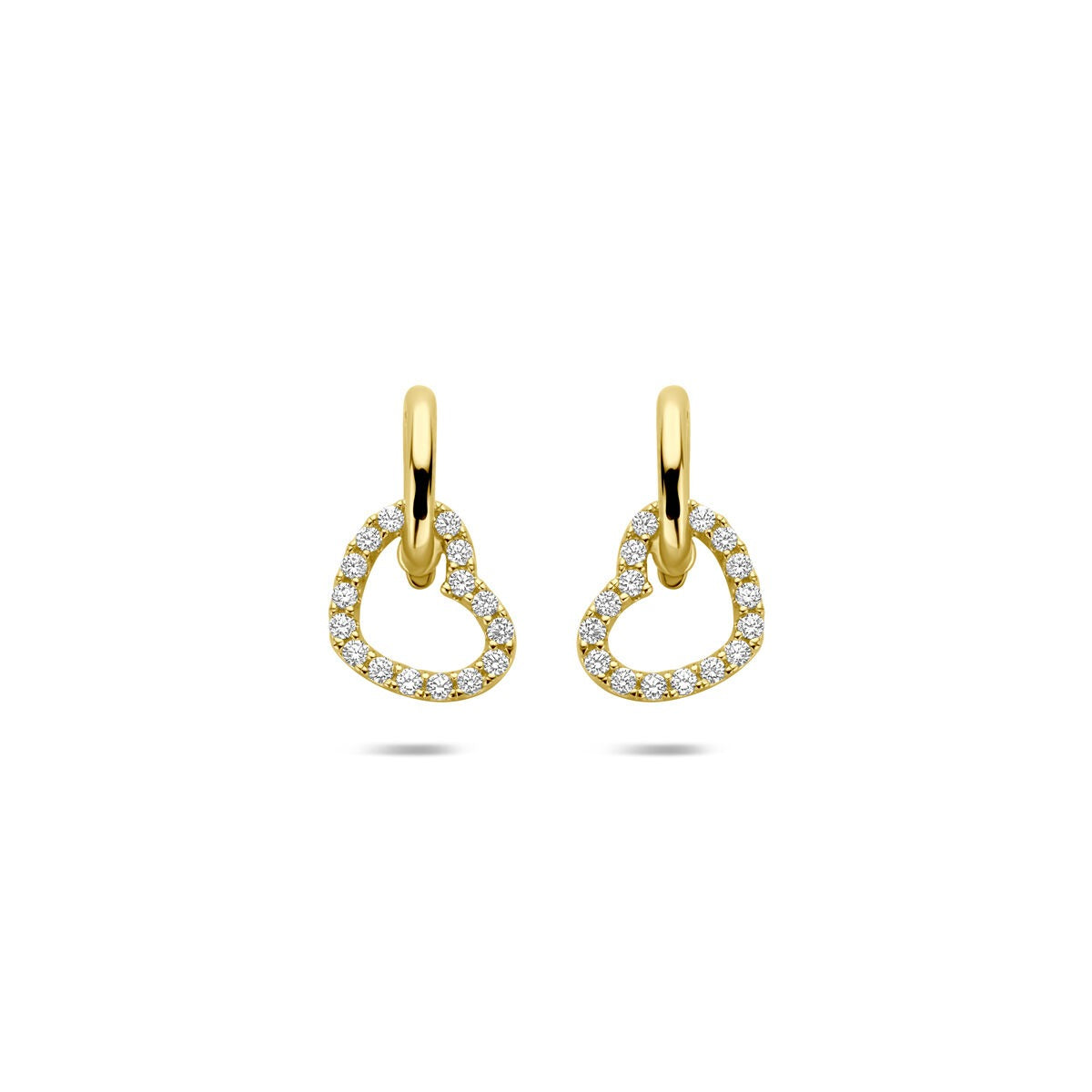 Gouden Oorhangers 14k Hartvorm met Zirkonia – Dames