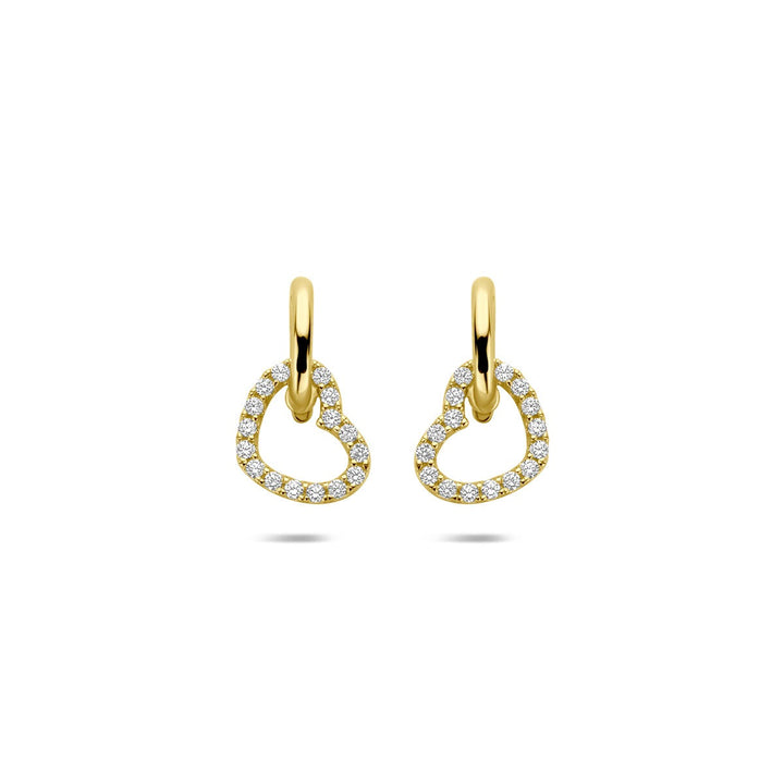 Gouden Oorhangers 14k Hartvorm met Zirkonia – Dames