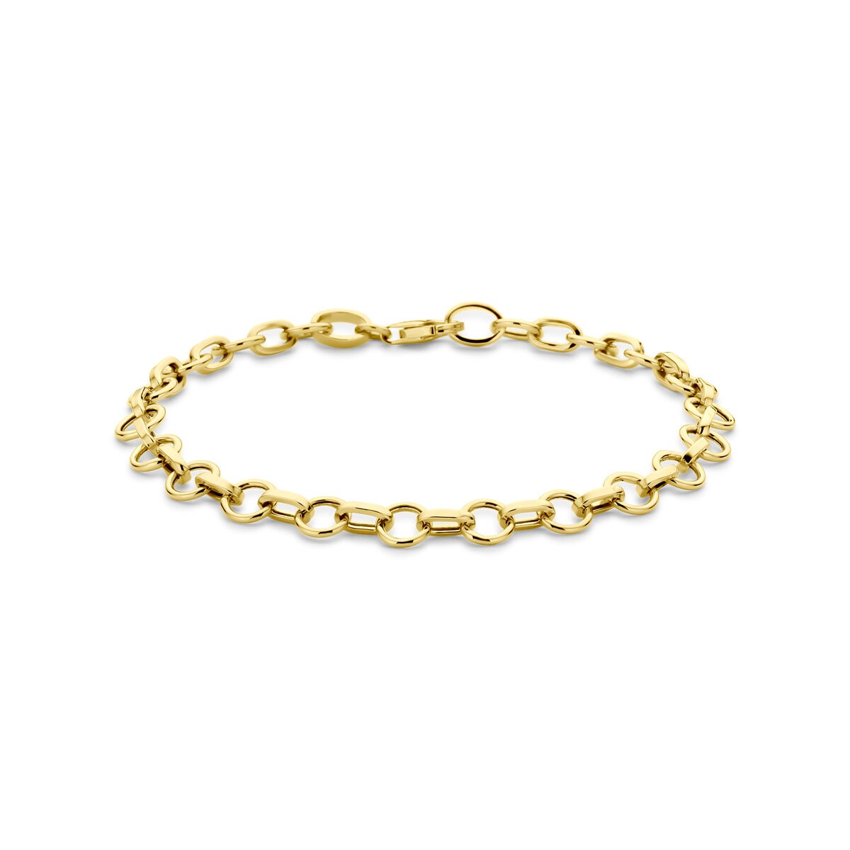 Gouden dames armband van 14k met anker schakels van 6 mm.