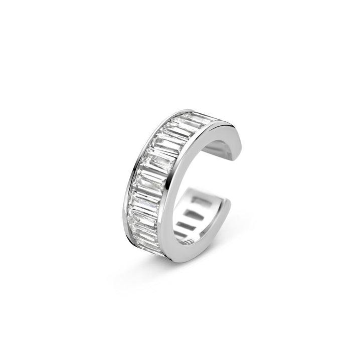 Zilveren ear cuff met zirkonia – gerhodineerd 925 zilver
