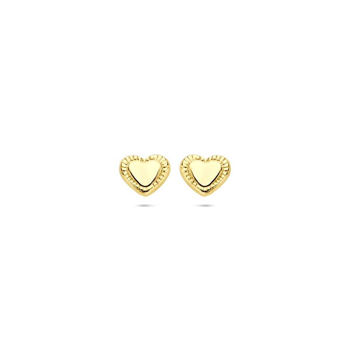 14k Geelgouden oorknoppen in hartvorm 5x5.5mm