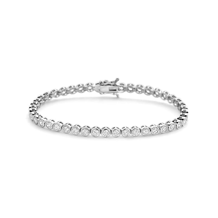 Zilveren tennisarmband met zirkonia – gerhodineerd 925 zilver, 4 mm breed
