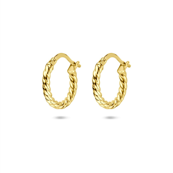 Gouden oorringen dames – 14k gedraaide Silgold scharniersluiting 2mm