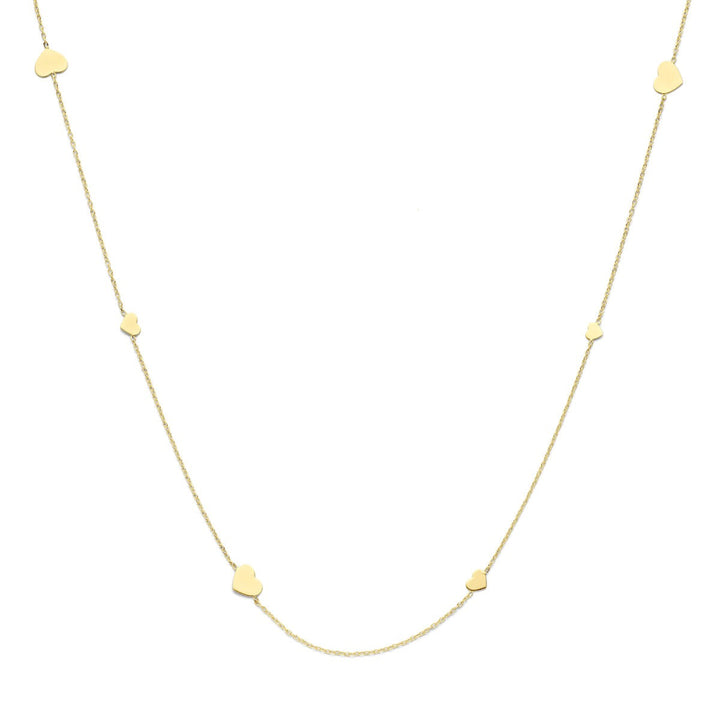 14k geelgouden ketting met hartjes