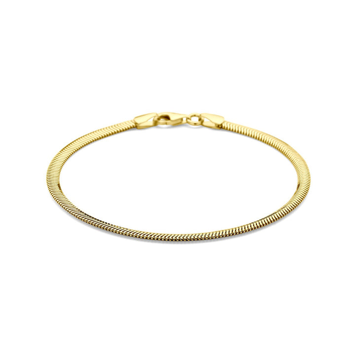 14k geelgouden armband met platte slangschakel