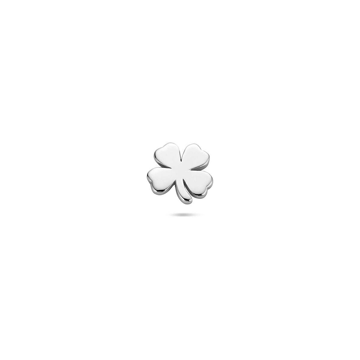 Zilveren flat back piercing in de vorm van een klavertje, gerhodineerd 925.